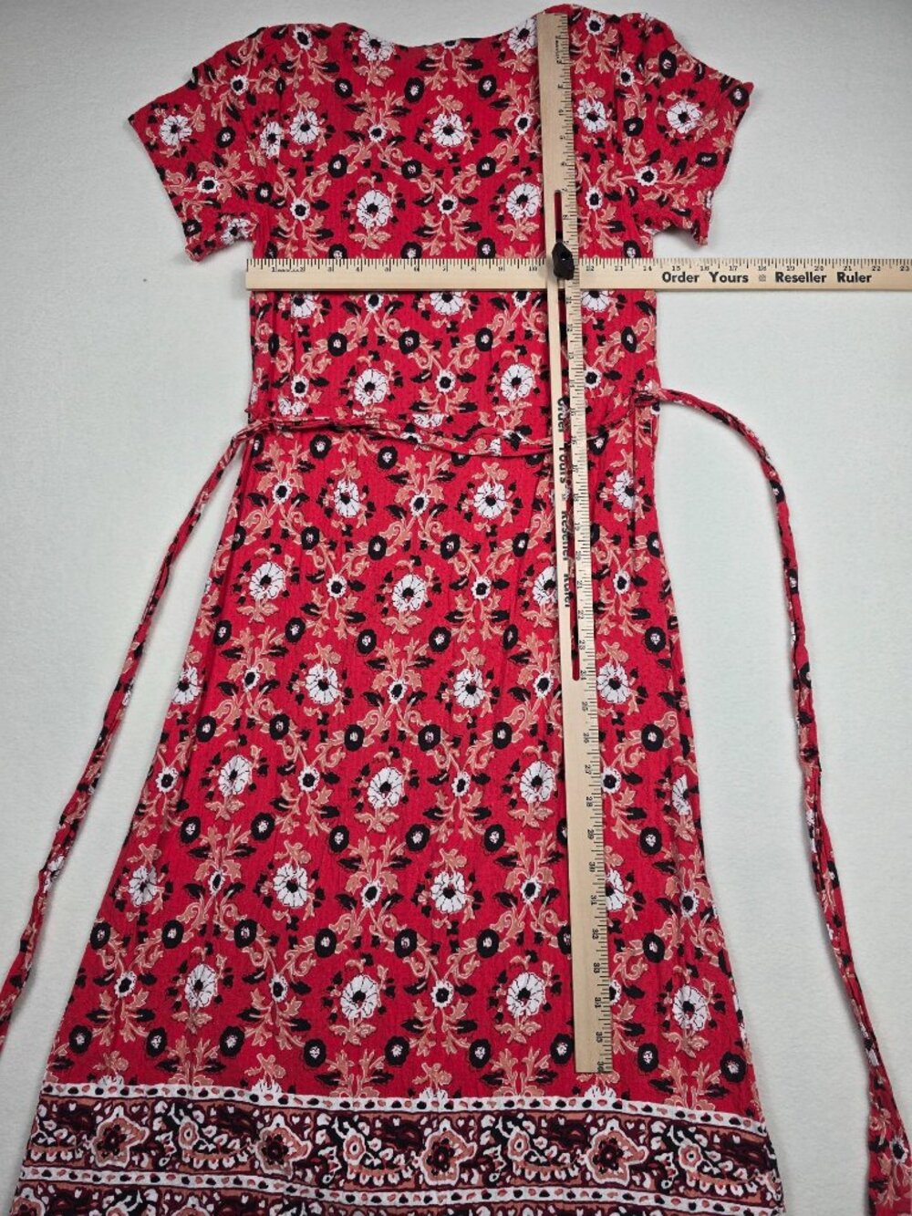 Loft Outlet Size 0 Red Floral Print Maxi Dress V-Neck Front Buttons - Picture 5 of 5